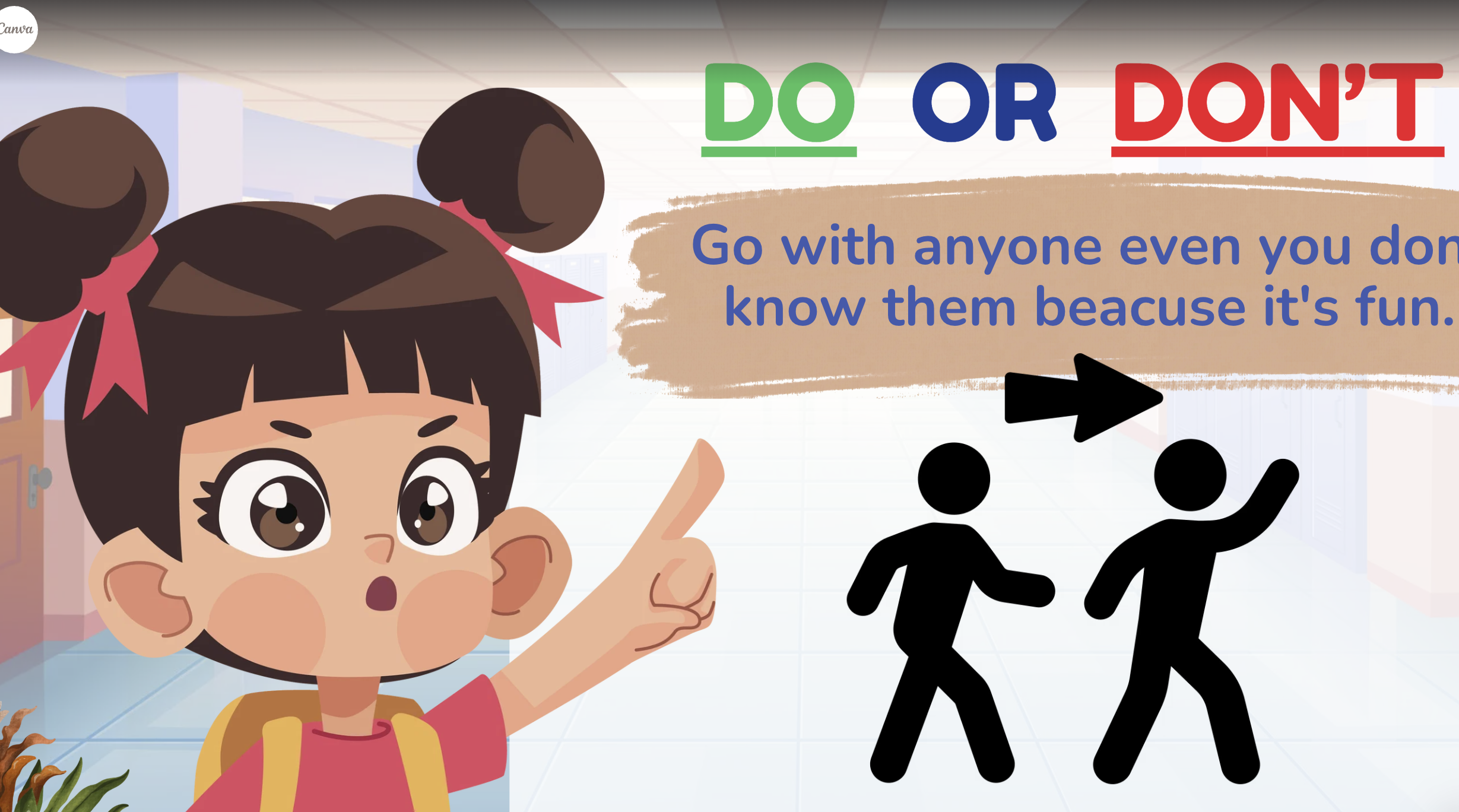 Do or Don't slide: don't go with anyone you don't know just because it's fun